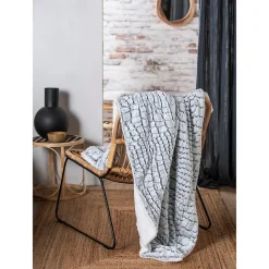 Plaid effet fourrure motif serpent gris L.160 x l.130cm Deco&co