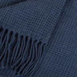 Plaid effet laine gaufrée bleu nuit Cocooning Plaid L.180 x l.127cm