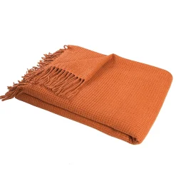 Plaid effet laine gaufrée terracotta Cocooning Plaid L.180 x l.127cm