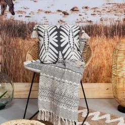 Plaid en coton imprimé Africa L.150 x l.130cm Deco&co