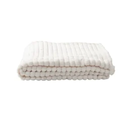 Plaid en fausse fourrure ultra doux blanc écru 200x130 cm