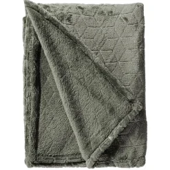 Plaid en Flanelle à Motif reliefé géométrique, 130x170cm, Gris anthracite, Dylrev