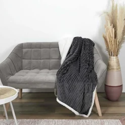 Plaid en flanelle cotelé doublure sherpa 180x220 cm