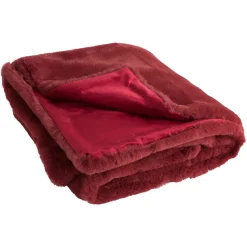 Plaid en polyester rouge cerise 180x130 cm