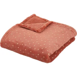 Plaid enfant Berlingot - flanelle - rose terracotta - 75x100 cm - Atmosphera