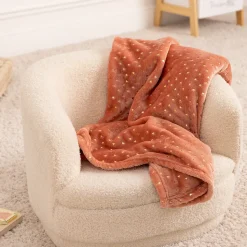 Plaid enfant Berlingot - flanelle - rose terracotta - 75x100 cm - Atmosphera