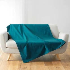 Plaid enroulable 180 x 220 cm Polycoton Lucile Bleu