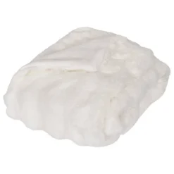 Plaid fausse fourrure 3D Zephy blanc 160x120cm - Atmosphera