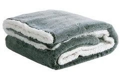 Plaid fausse fourrure vert 200x220