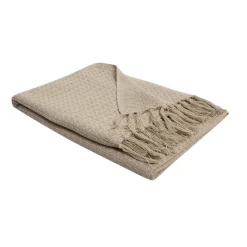 Plaid Firoza coton taupe L.160 x l.120 cm