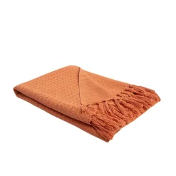 Plaid Firoza coton terracotta L.160 x l.120 cm