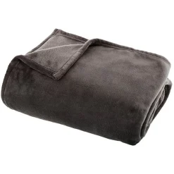 Plaid flanelle Atmosphera 125 x 150 cm gris foncé