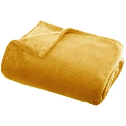 Plaid flanelle Atmosphera 125 x 150 cm ocre