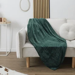 Plaid flanelle collection TREE 120x150 cm vert sapin