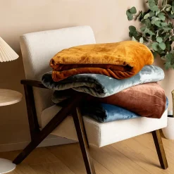 Plaid flanelle Cuddly bleu égéen 130x180cm - Atmosphera