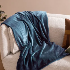 Plaid flanelle Cuddly bleu égéen 130x180cm - Atmosphera