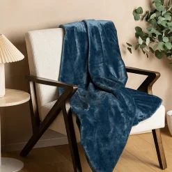 Plaid flanelle Cuddly bleu égéen 130x180cm - Atmosphera
