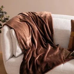 Plaid flanelle Cuddly marron 130x180cm - Atmosphera