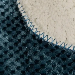 Plaid flanelle effet sherpa Lyno bleu 170x130cm - Atmosphera