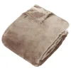 Plaid flanelle Ollis beige lin 260x240cm - Atmosphera