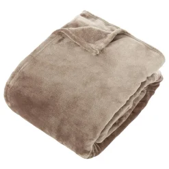 Plaid flanelle Ollis beige lin 260x240cm - Atmosphera