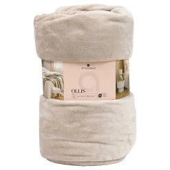 Plaid flanelle Ollis beige lin 260x240cm - Atmosphera