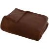 Plaid flanelle Ollis marron tonka 180x130cm - Atmosphera