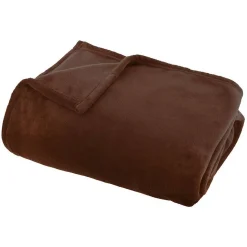Plaid flanelle Ollis marron tonka 180x130cm - Atmosphera