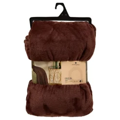 Plaid flanelle Ollis marron tonka 230x180cm - Atmosphera