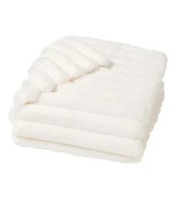 Plaid Imitation Fourrure Ultra Doux 100% Polyester BOUDOIR Certifié OekoTEX Blanc Naturel