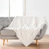 Plaid imitation fourrure frosty 180x220cm - 180x220cm - Blanc