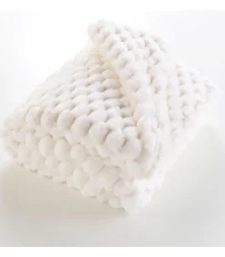 Plaid imitation fourrure frosty 180x220cm - 180x220cm - Blanc