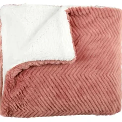 Plaid imitation fourrure rose et sherpa 140x200 cm