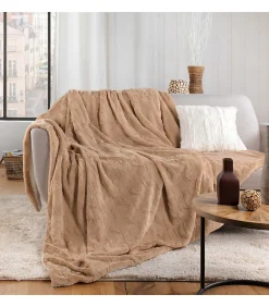 PLAID IMITATION FOURRURE FOXY SABLE - 180x220cm - Sable