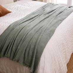Plaid jete de lit widdy bleu celadon 130 x 180 cm
