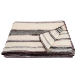 Plaid laine et mohair à rayure (180x240 cm - Vert sapin)
