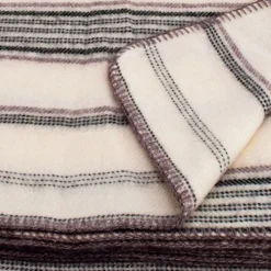 Plaid laine et mohair à rayure (180x240 cm - Vert sapin)