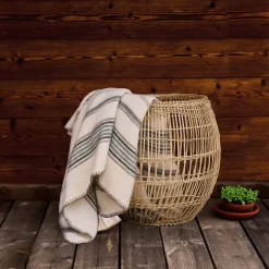 Plaid laine et mohair à rayure (180x240 cm - Vert sapin)