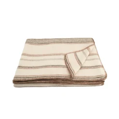 Plaid laine et mohair à rayure (180x240 cm - Beige)