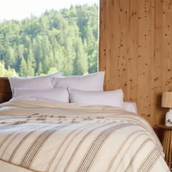 Plaid laine et mohair à rayure (180x240 cm - Beige)