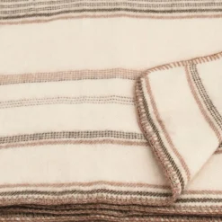 Plaid laine et mohair à rayure (120x180 cm - Beige)