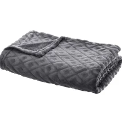 Plaid Losange - flanelle - gris foncé - 125x150 cm - Atmosphera