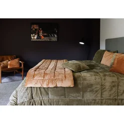 Plaid matelassé velours "Moki" 150 x 150 cm Vent du sud - Moki Camel