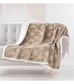 Plaid motif palmier 125x150cm - 125x150cm - Taupe