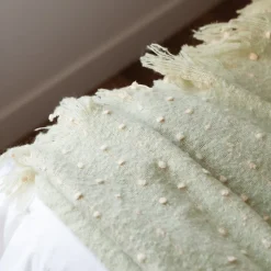 Plaid ou jeté de lit aspect mohair doux (75x190 cm - Vert)