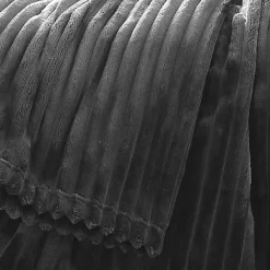 Plaid polaire - - Effet côtelé en 3D (150x200 cm - Noir)