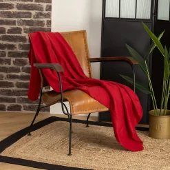 Plaid polaire - polaire - rouge - 125x150 cm - Atmosphera