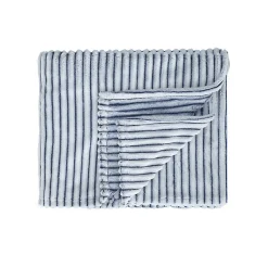 Plaid polaire côtelé extra doux et chaud Blanc/Denim 150x180 cm KASH