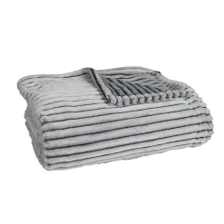 Plaid polaire côtelé extra doux et chaud Blanc/Anthracite 150x180 cm KASH