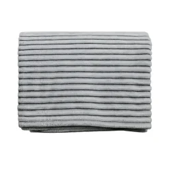 Plaid polaire côtelé extra doux et chaud Blanc/Anthracite 150x180 cm KASH